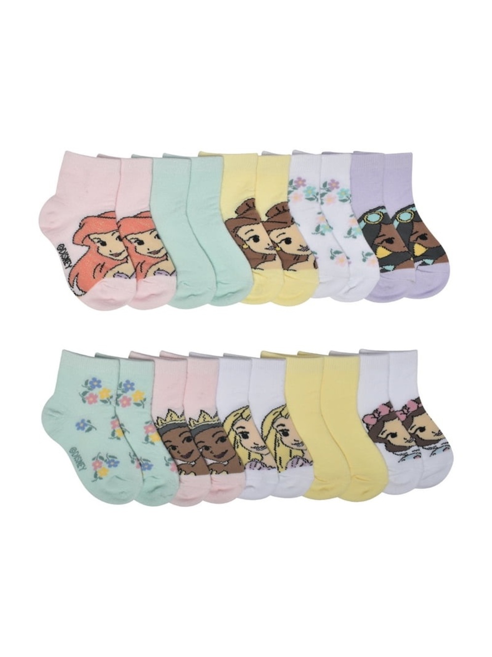 Disney Princesses 10-Pack of Ankle Socks for Kids Aged 12-24m